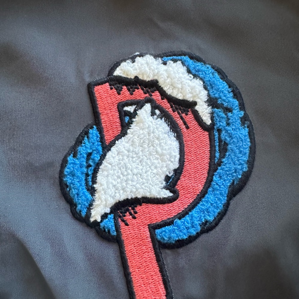 Pink + Dolphin Patchwork Lined Jacket Size M Pit … - image 7